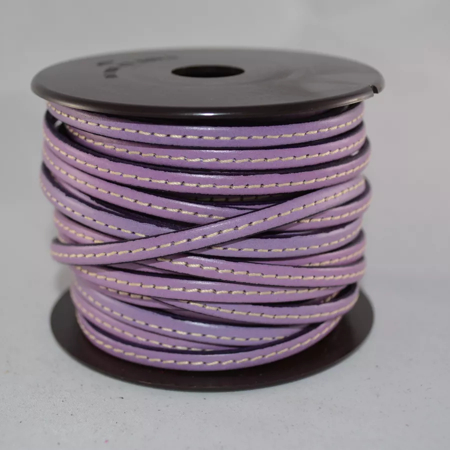 Cuir de veau cousu 5mm - Lilas