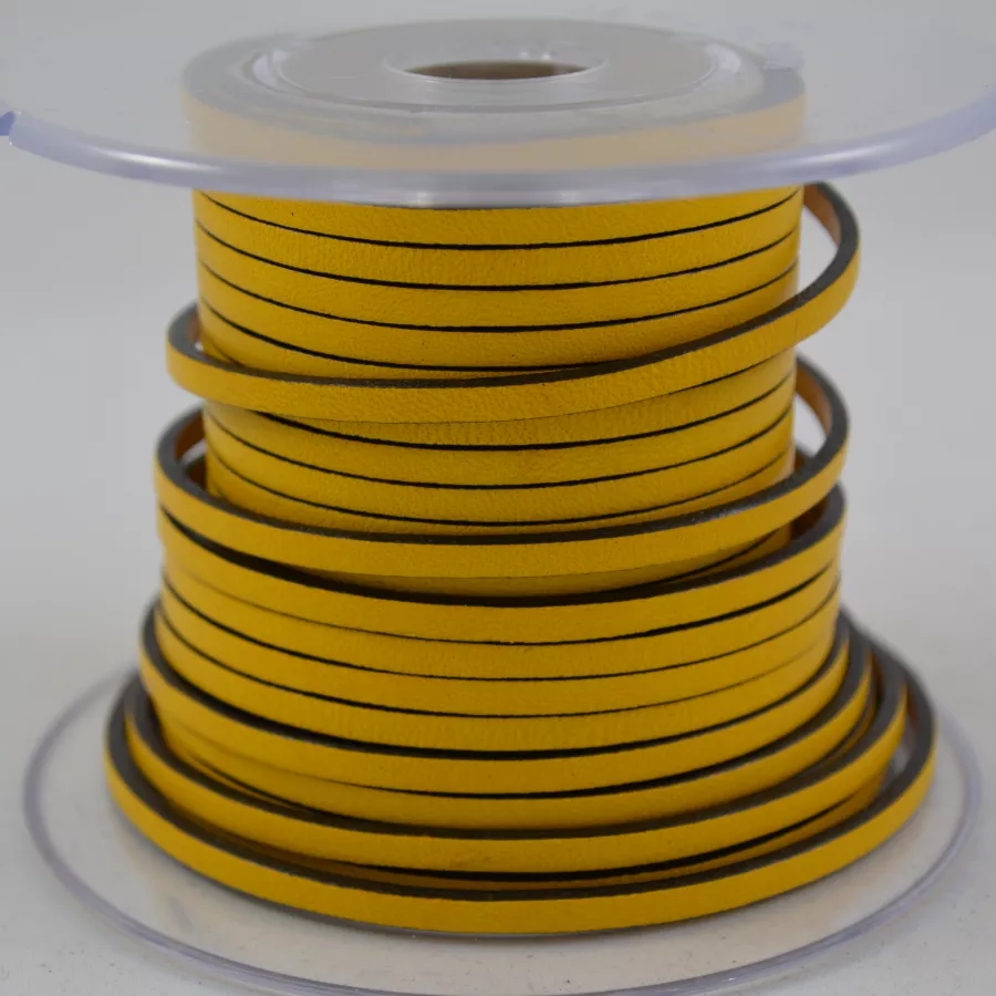 1m Cuir de veau 3mm plat-NOUVELLES COULEURS - Jaune