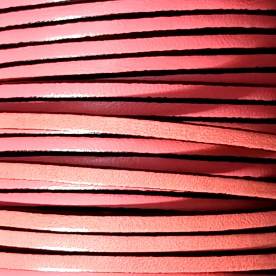 1m Cuir de veau 3mm plat-NOUVELLES COULEURS - Rose
