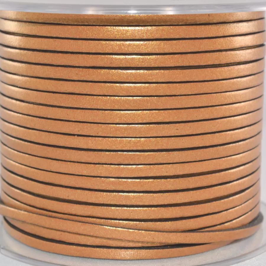 1m Cuir de veau 3mm plat-NOUVELLES COULEURS - Cuivre métallisé