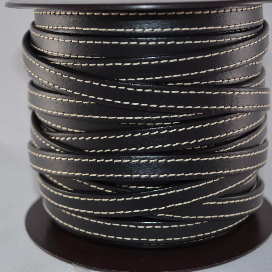 Cuir de veau cousu 10mm-nouvelles couleurs - Noir