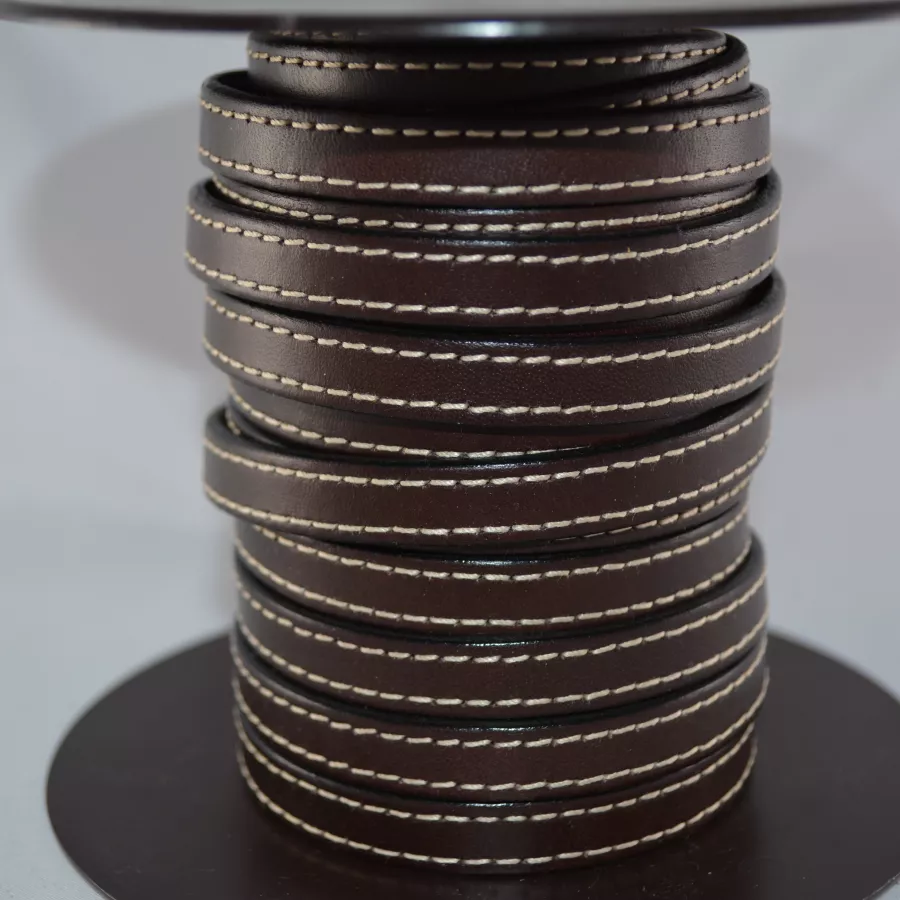 Cuir de veau cousu 10mm-nouvelles couleurs - Marron foncé