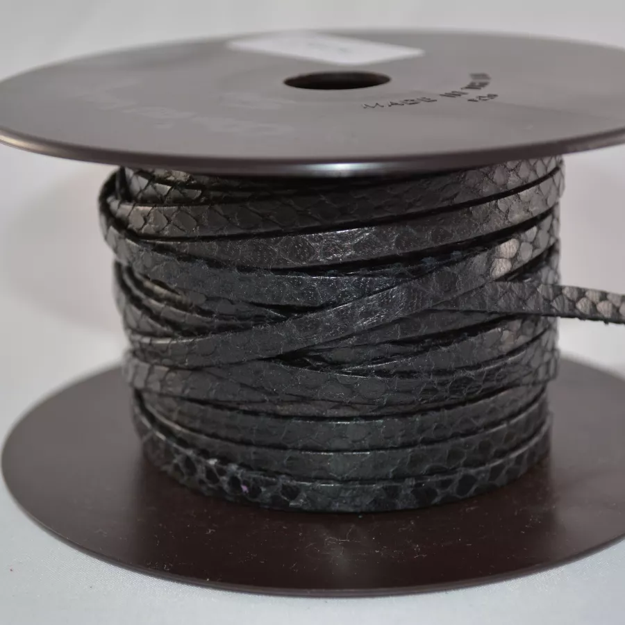 Cuir Chèvre - Motif Serpent - 5mm - Noir