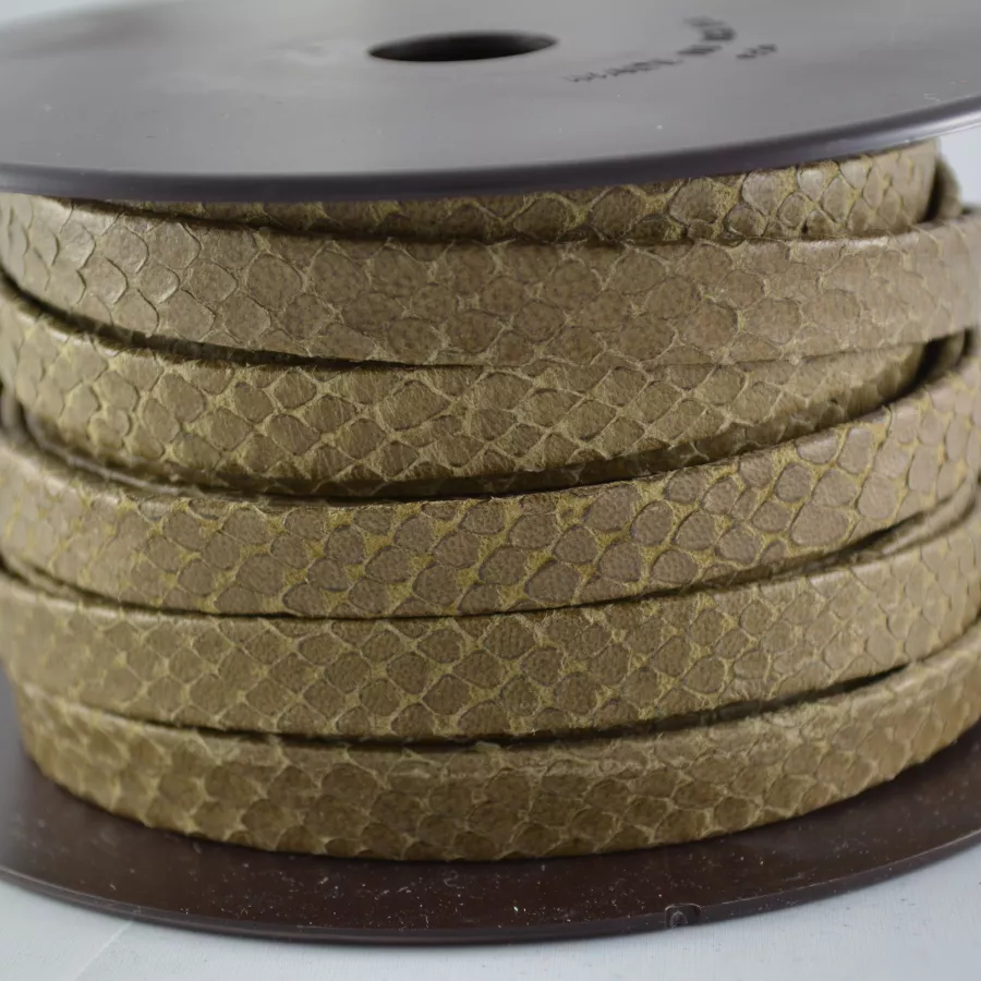 Cuir Chèvre - Motif Serpent - 10mm - Kaki