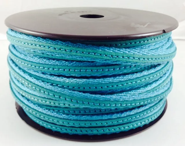 Cuir cousu sur la maille 6mm - Bleu turquoise