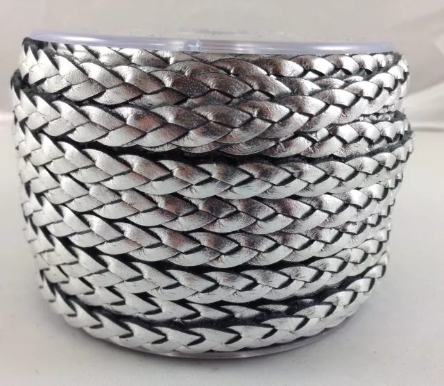 Cuir tressé 6mm-ITALIEN - Argent