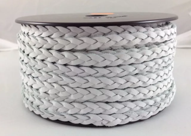 Cuir tressé 6mm-ITALIEN - Blanc