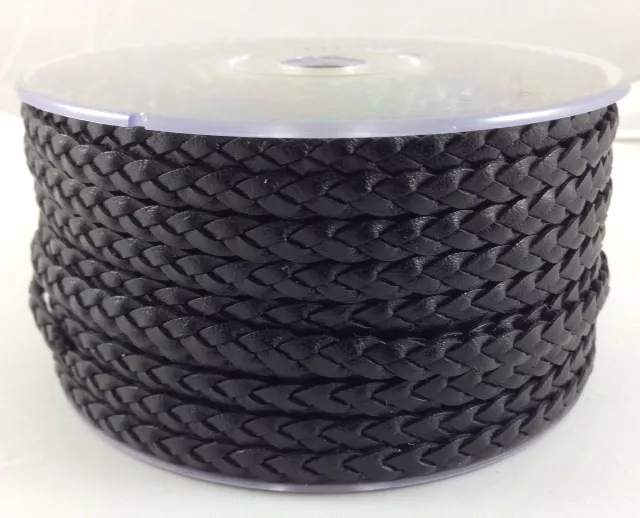 Cuir tressé 6mm-ITALIEN - Noir