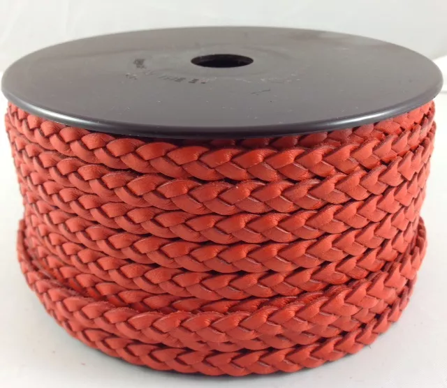 Cuir tressé 6mm-ITALIEN - Orange