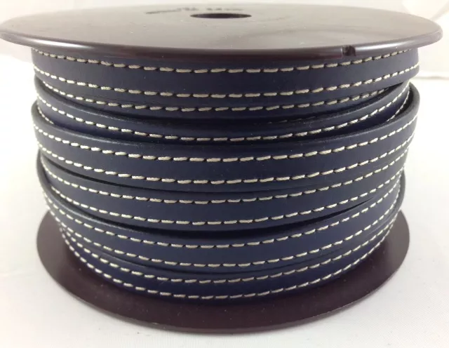 Cuir de veau cousu 10mm-nouvelles couleurs - Bleu marine