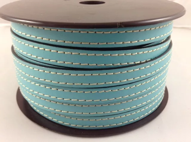 Cuir de veau cousu 10mm-nouvelles couleurs - Bleu ciel