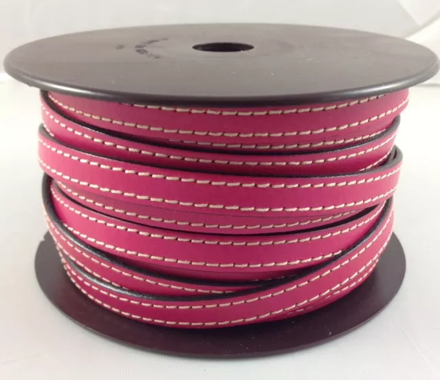 Cuir de veau cousu 10mm-nouvelles couleurs - Fuchsia