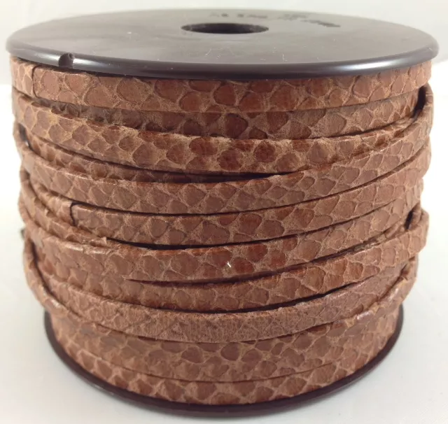 Cuir Chèvre - Motif Serpent - 5mm - Marron