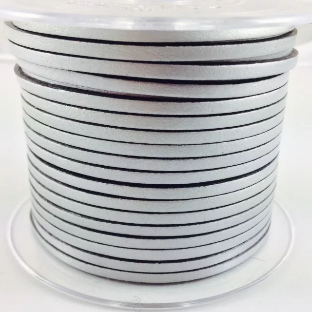 1m Cuir de veau 3mm plat-NOUVELLES COULEURS - Argent