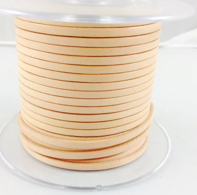 1m Cuir de veau 3mm plat-NOUVELLES COULEURS - Naturel