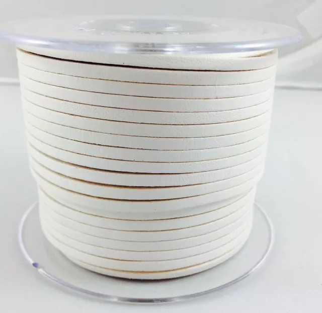 1m Cuir de veau 3mm plat-NOUVELLES COULEURS - Blanc