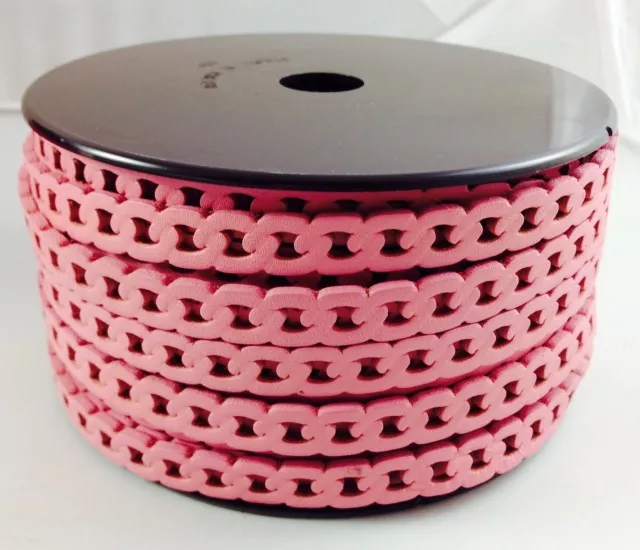 Cuir en forme de chaine gourmette 10 mm - Rose