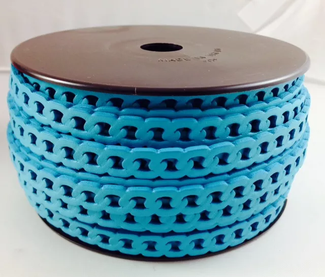 Cuir en forme de chaine gourmette 10 mm - Bleu turquoise