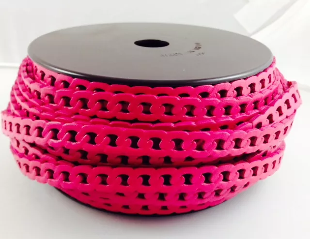 Cuir en forme de chaine gourmette 10 mm - Fuchsia
