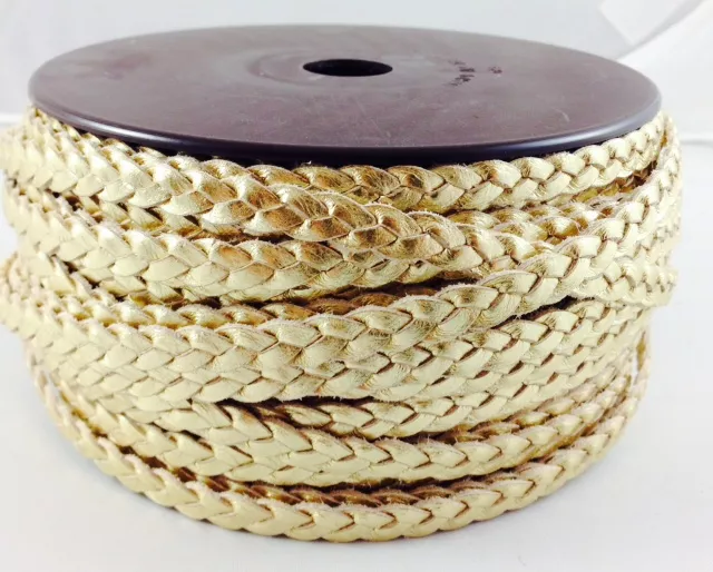 Cuir tressé 6mm-ITALIEN - Or