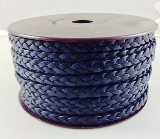 Cuir tressé 6mm-ITALIEN - Bleu marine