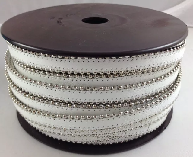 Cuir satiné ou non avec chaîne boule 10 mm-NOUVELLES COULEURS - Blanc