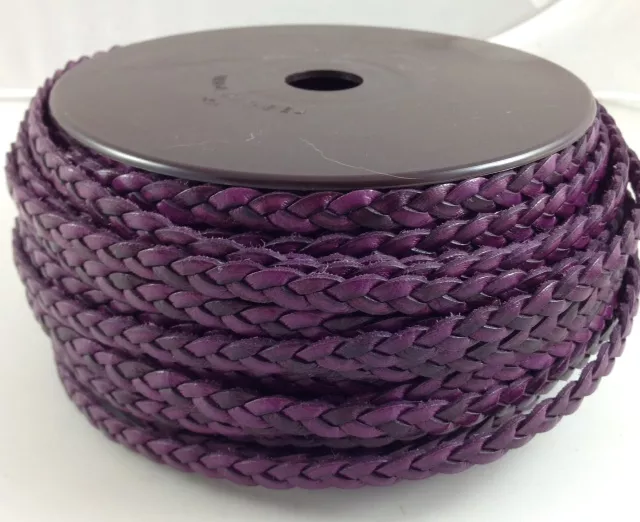 Cuir tressé 6mm-ITALIEN - Violet foncé