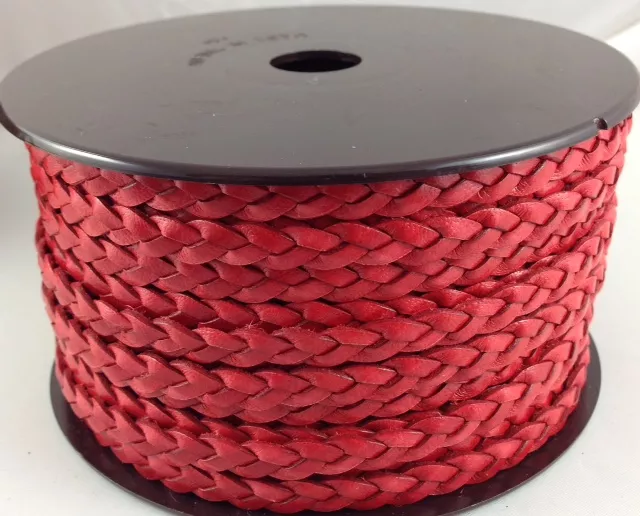 Cuir tressé 6mm-ITALIEN - Rouge