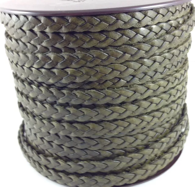 Cuir tressé 6mm-ITALIEN - Kaki