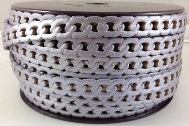 Cuir en forme de chaine gourmette 10 mm - Argent