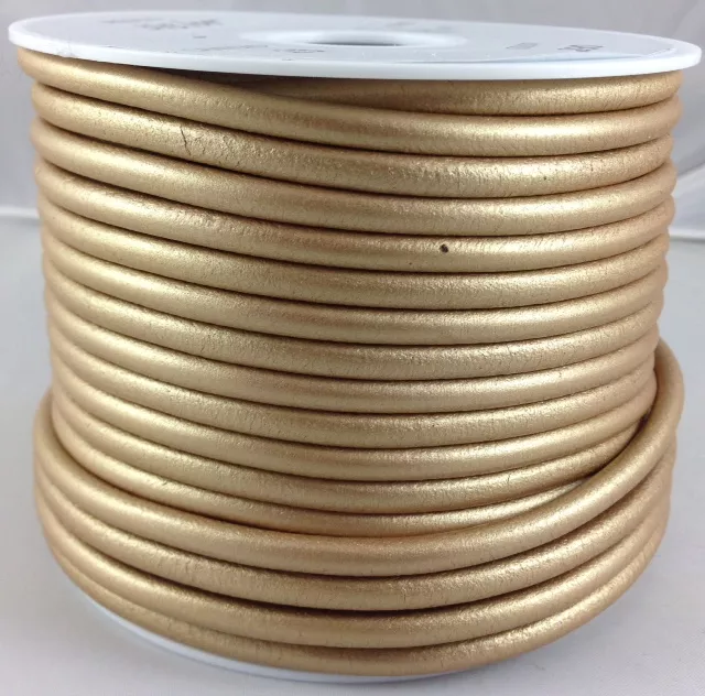 Cuir rond 5mm métalisé - Or