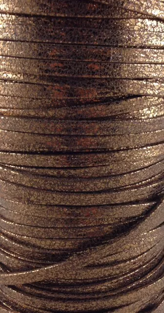 Cuir chèvre metalisé craquelé 5mm - Bronze