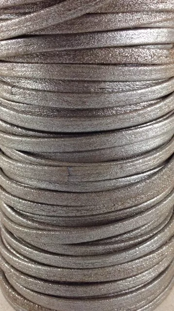 Cuir chèvre metalisé craquelé 5mm - Gris