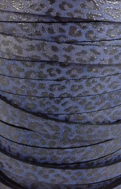 Cuir 10mm impression guépard - Bleu