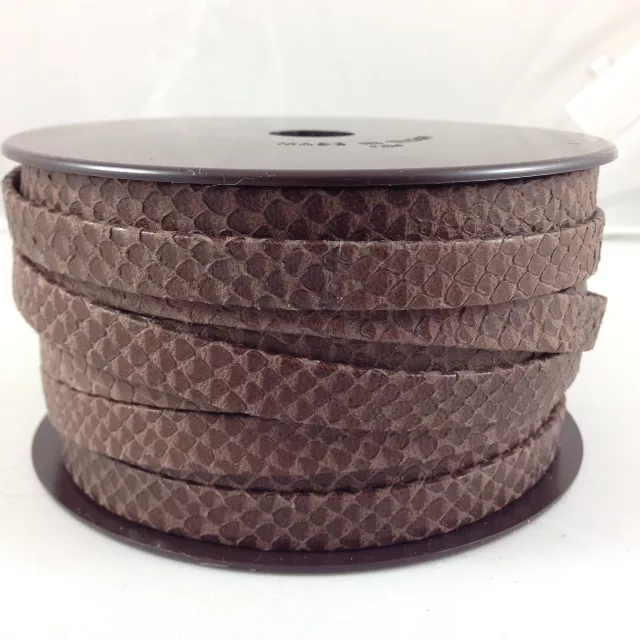 Cuir Chèvre - Motif Serpent - 10mm - Marron