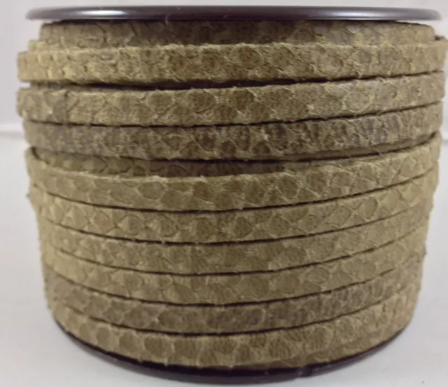 Cuir Chèvre - Motif Serpent - 5mm - Kaki