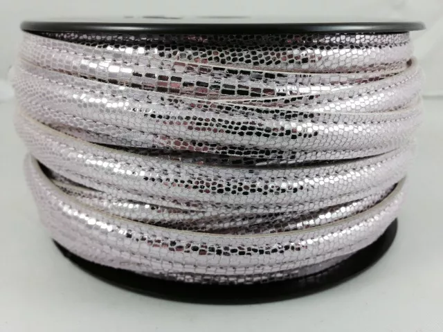 10mm Cuir micro lezard doublé  couture - Rose