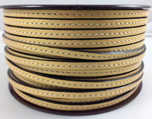 Cuir de veau cousu 5mm - Or