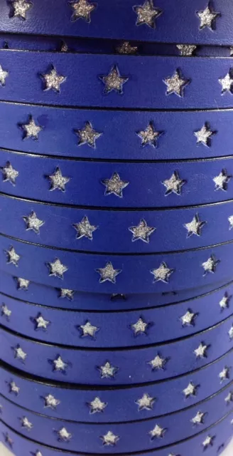 Cuir 10mm étoile incrustée - Bleu