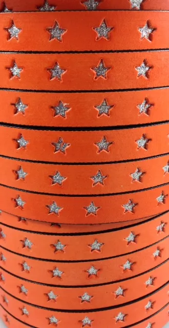 Cuir 10mm étoile incrustée - Orange