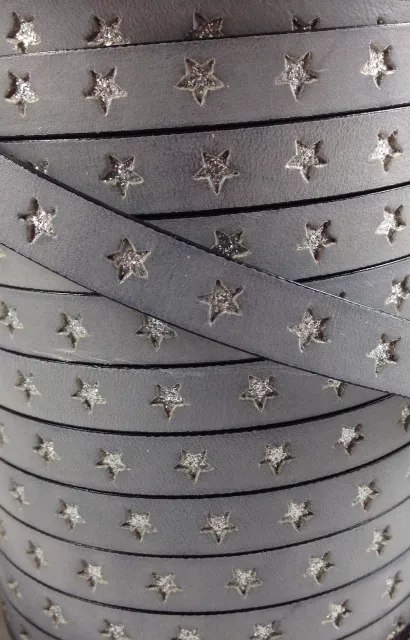 Cuir 10mm étoile incrustée - Taupe