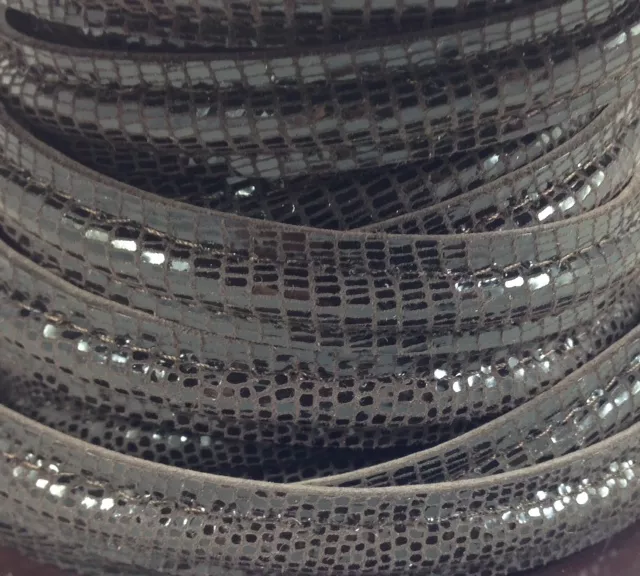 10mm Cuir micro lezard doublé  couture - Marron