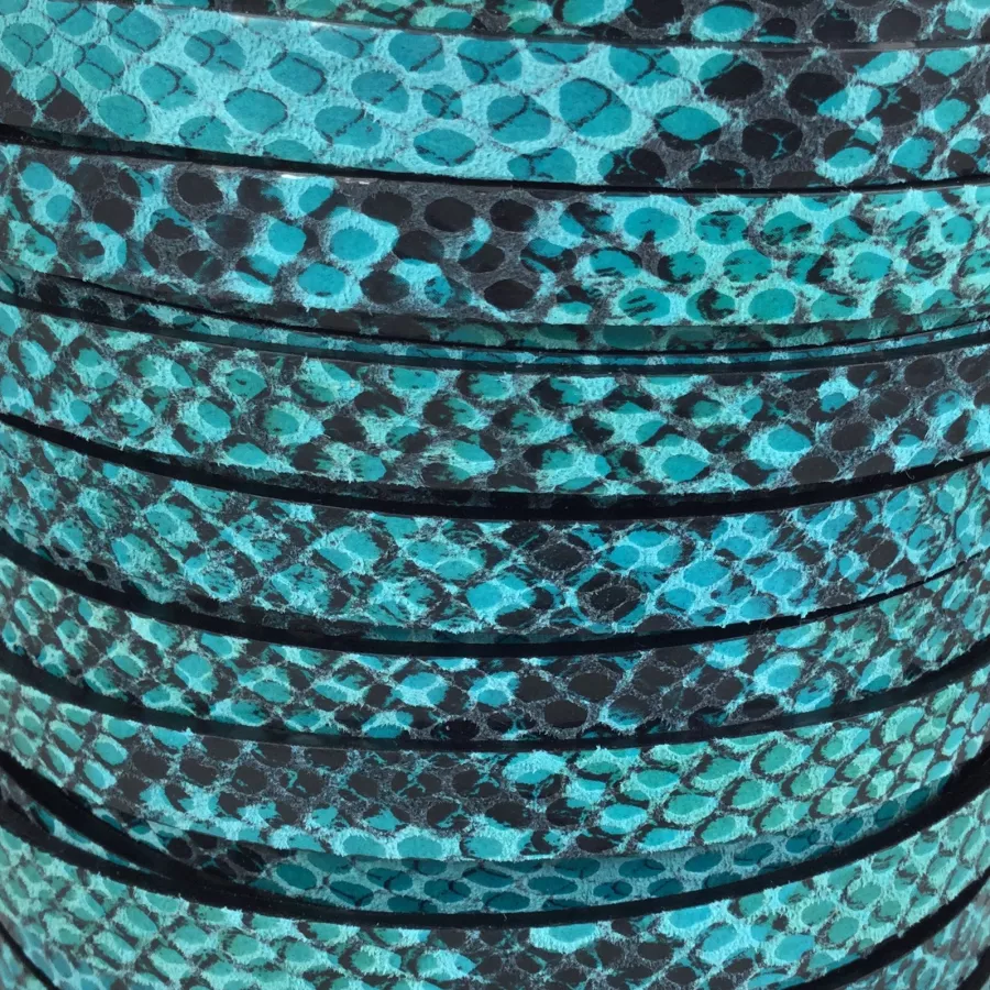 CUIR MOTIF ANACONDA AVEC CHAINE 10MM-nouvelle couleur - Bleu turquoise Bleu turquoise