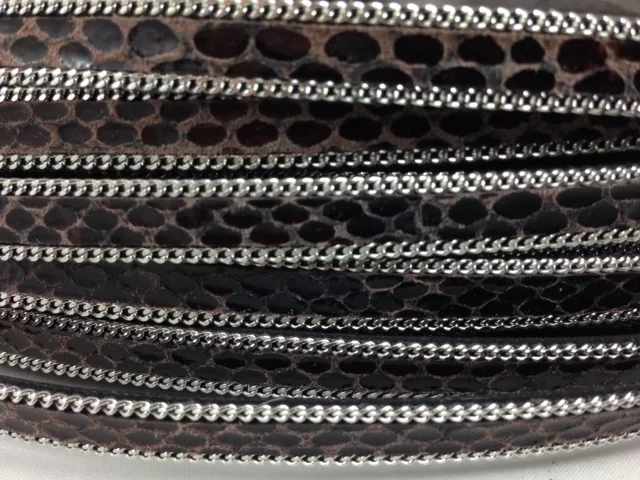 CUIR MOTIF ANACONDA AVEC CHAINE 10MM-nouvelle couleur - Marron foncé