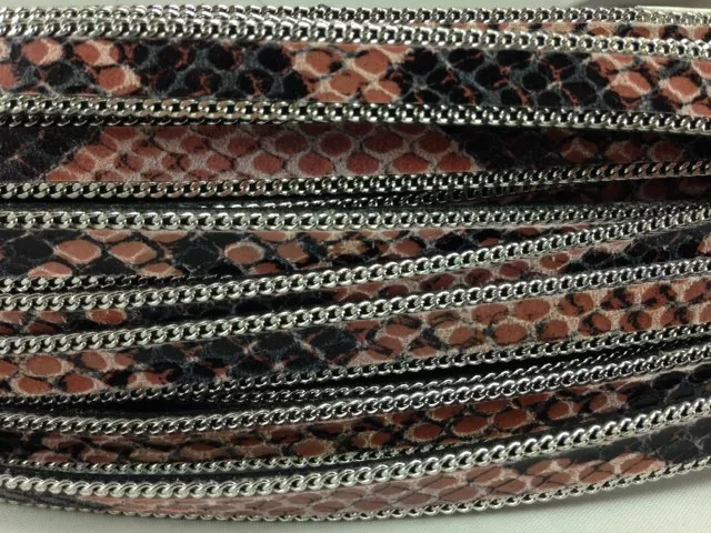 CUIR MOTIF ANACONDA AVEC CHAINE 10MM-nouvelle couleur - Rose poudré