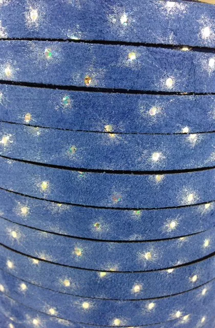 Cuir daim étoilé 10mm 5.67€ht/m - Bleu