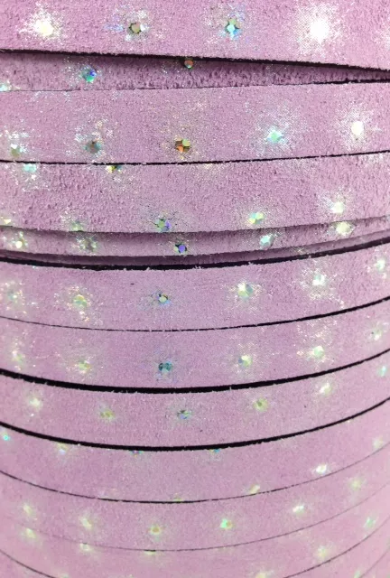 Cuir daim étoilé 10mm 5.67€ht/m - Rose