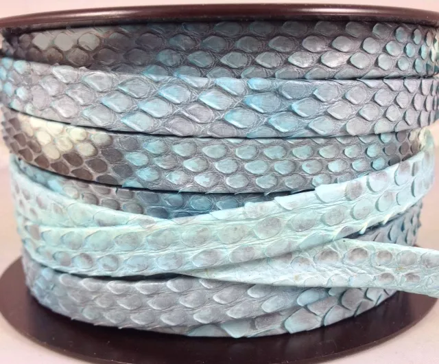  20cm Véritable Python 10mm peint main - Bleu turquoise