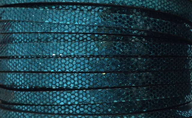 Lanière DISCO  glitter 5mm - Bleu turquoise