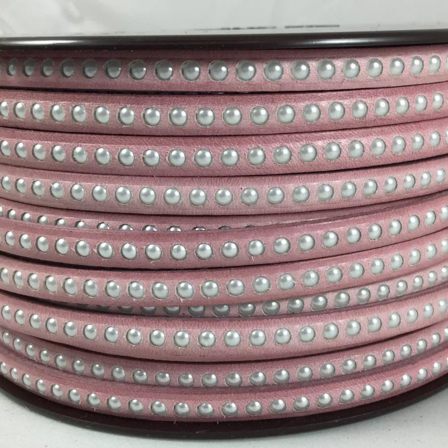 Cuir avec perles incrustés - - Rose